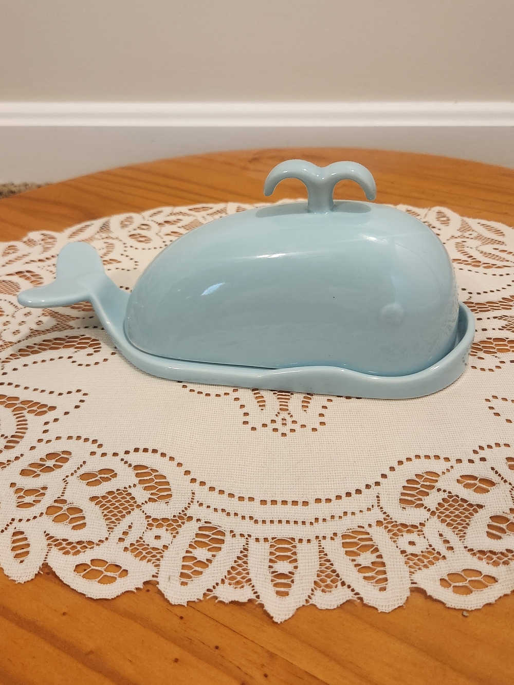DOWAN Blue Whale Butter Dish 2 Pieces - Ceramic With TBSP Measurement Marks